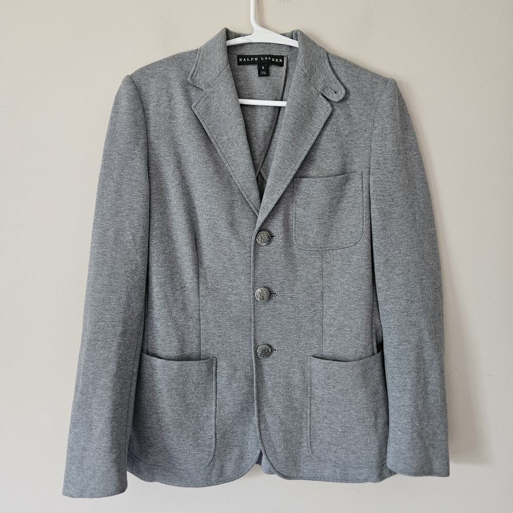 Ralph Lauren Black Label Blazer Jacket Gray Button Women's Size 6